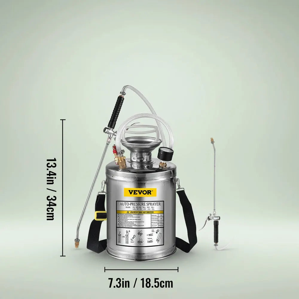 VEVOR 4-12L Pulvérisateur Manuel INOX Jardin Brumisateur Plante Jardinage Domestique Nettoyage Sol p