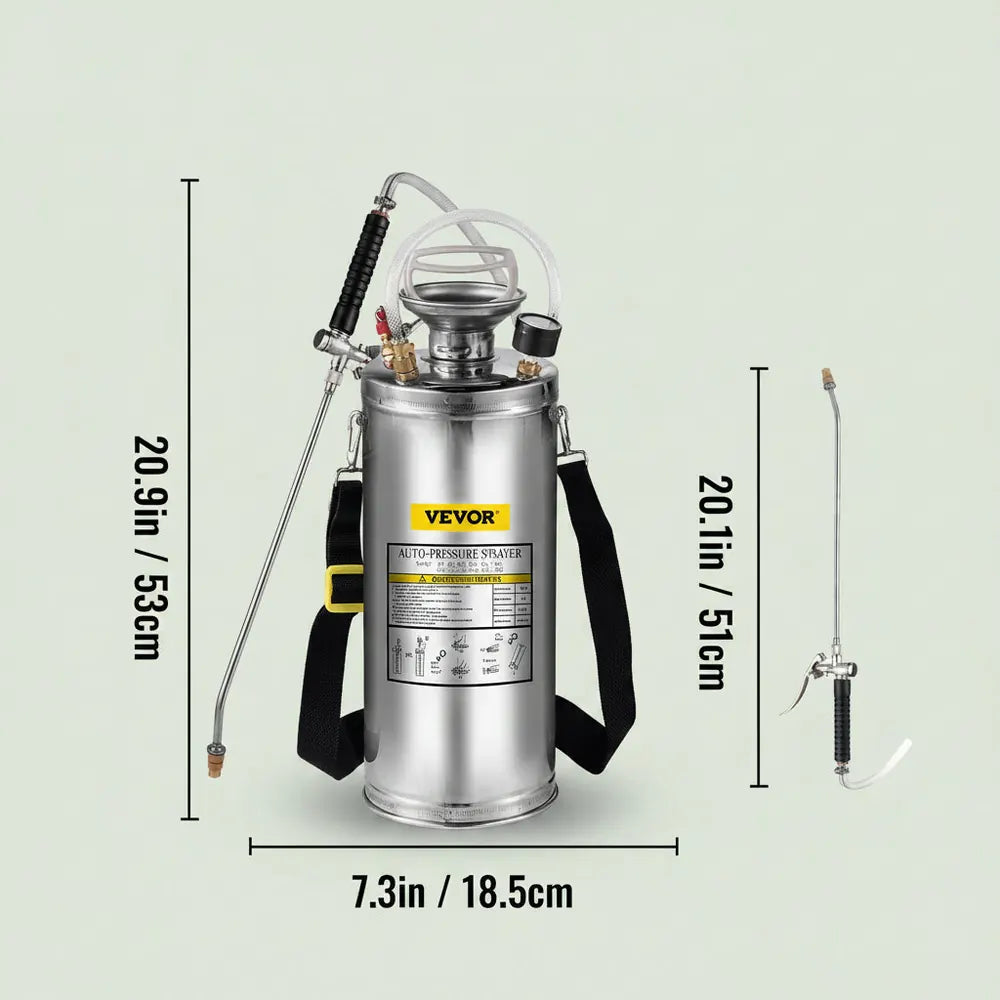 VEVOR 4-12L Pulvérisateur Manuel INOX Jardin Brumisateur Plante Jardinage Domestique Nettoyage Sol p