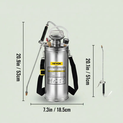 VEVOR 4-12L Pulvérisateur Manuel INOX Jardin Brumisateur Plante Jardinage Domestique Nettoyage Sol p