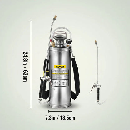 VEVOR 4-12L Pulvérisateur Manuel INOX Jardin Brumisateur Plante Jardinage Domestique Nettoyage Sol p