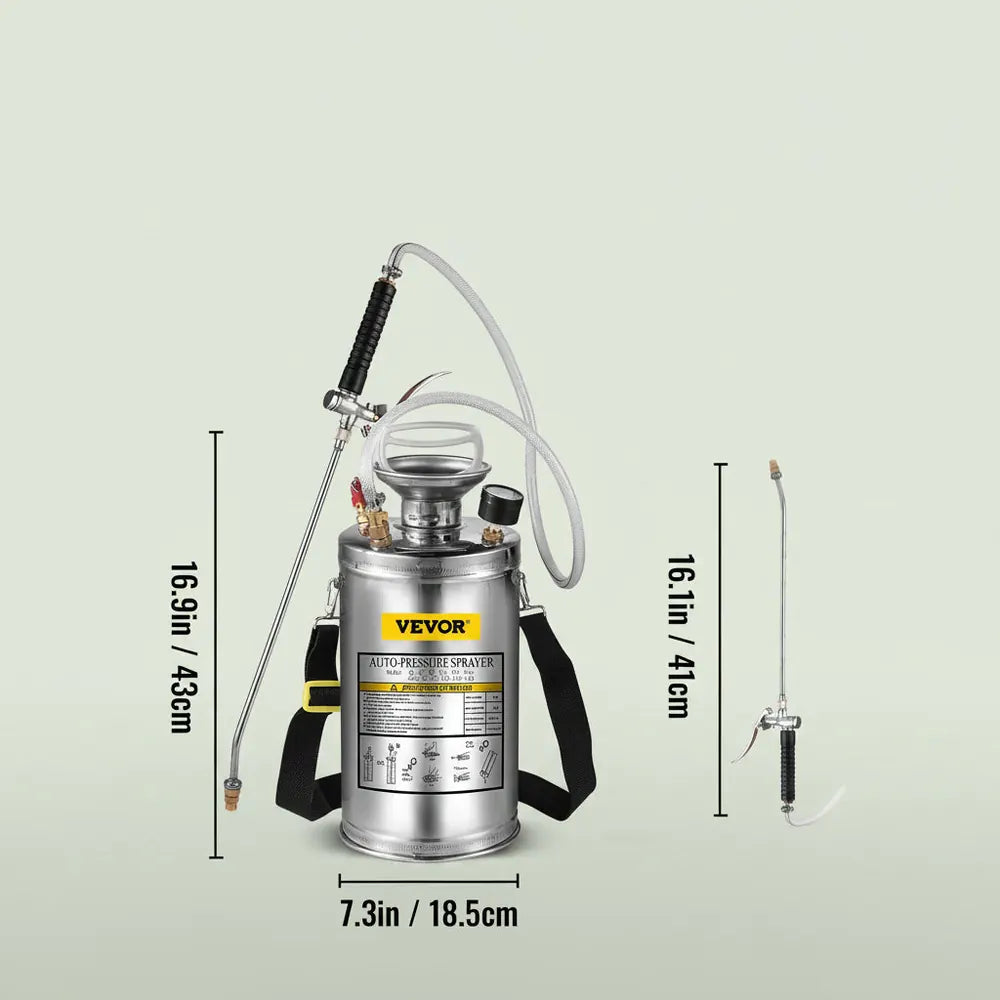 VEVOR 4-12L Pulvérisateur Manuel INOX Jardin Brumisateur Plante Jardinage Domestique Nettoyage Sol p