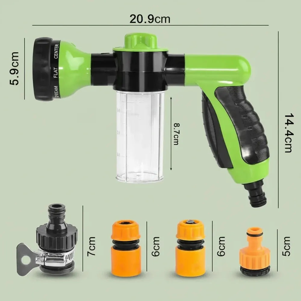 Pistolet de lavage haute pression 8-en-1 avec mousse, buse de tuyau réglable, outil multifonctionnel