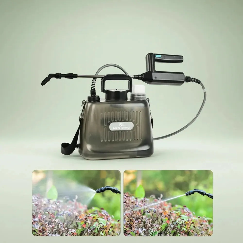 Pulvérisateur à pression 8L, pulvérisateur de jardin à batterie avec lance télescopique, 4 buses de 