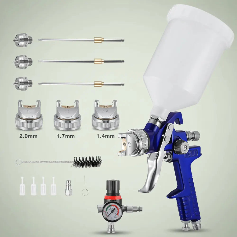 Pistolet de peinture HVLP avec régulateur de pression d'air et valve de contrôle du débit, gobelet e