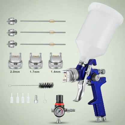Pistolet de peinture HVLP avec régulateur de pression d'air et valve de contrôle du débit, gobelet e