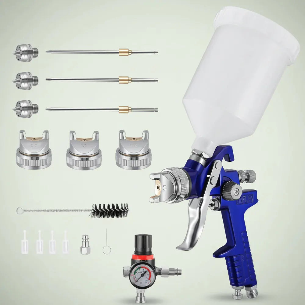 Pistolet de peinture HVLP avec régulateur de pression d'air et valve de contrôle du débit, gobelet e