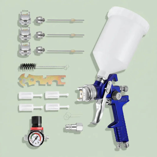 Pistolet de peinture HVLP avec régulateur de pression d'air et valve de contrôle du débit, gobelet e