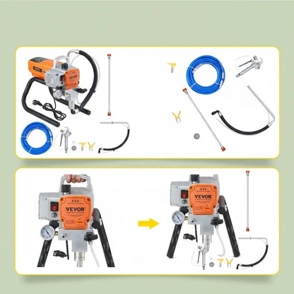 SucceBuy 1500/1800W pulvérisateur de peinture murale sans air Kit de pistolet pulvérisateur électriq